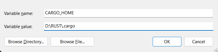 CARGO_HOME environment variable path